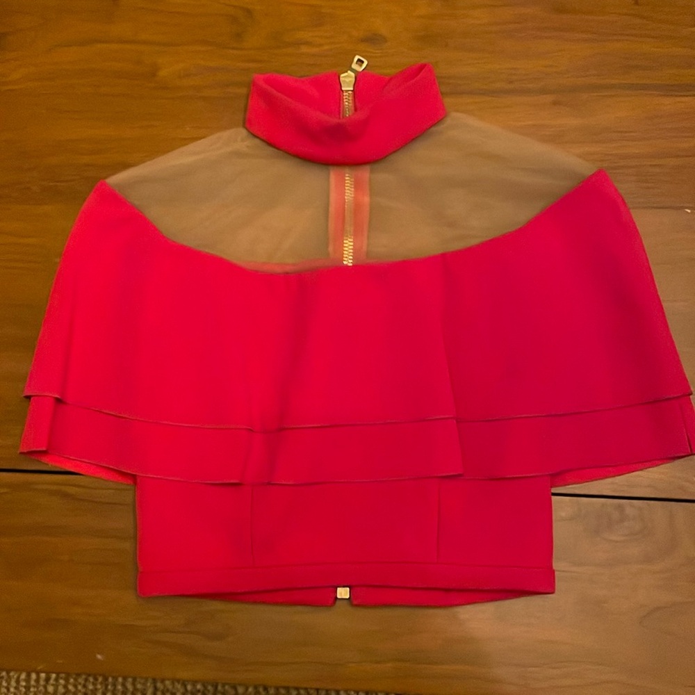 New with tags Balmaim hot pink top with nude mesh